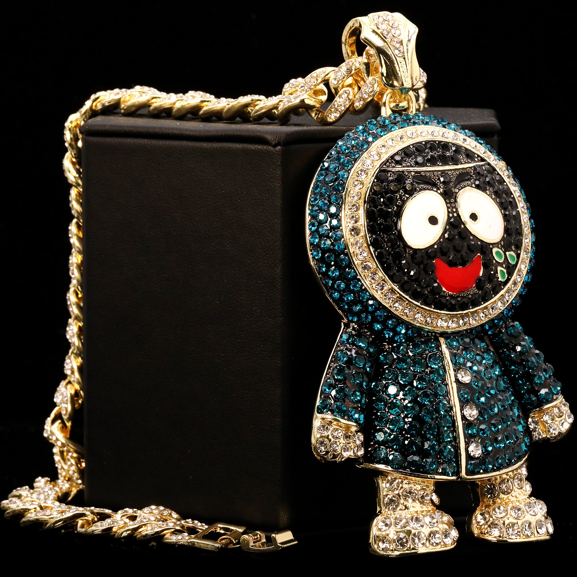 Hip Hop Fully Iced Large Gold Plated Brick Squad Eskimo Pendant & Cuban Chain Necklace – 18 - 24"