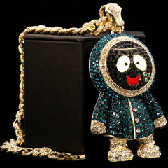 Hip Hop Fully Iced Large Gold Plated Brick Squad Eskimo Pendant & Cuban Chain Necklace –  18 - 24"