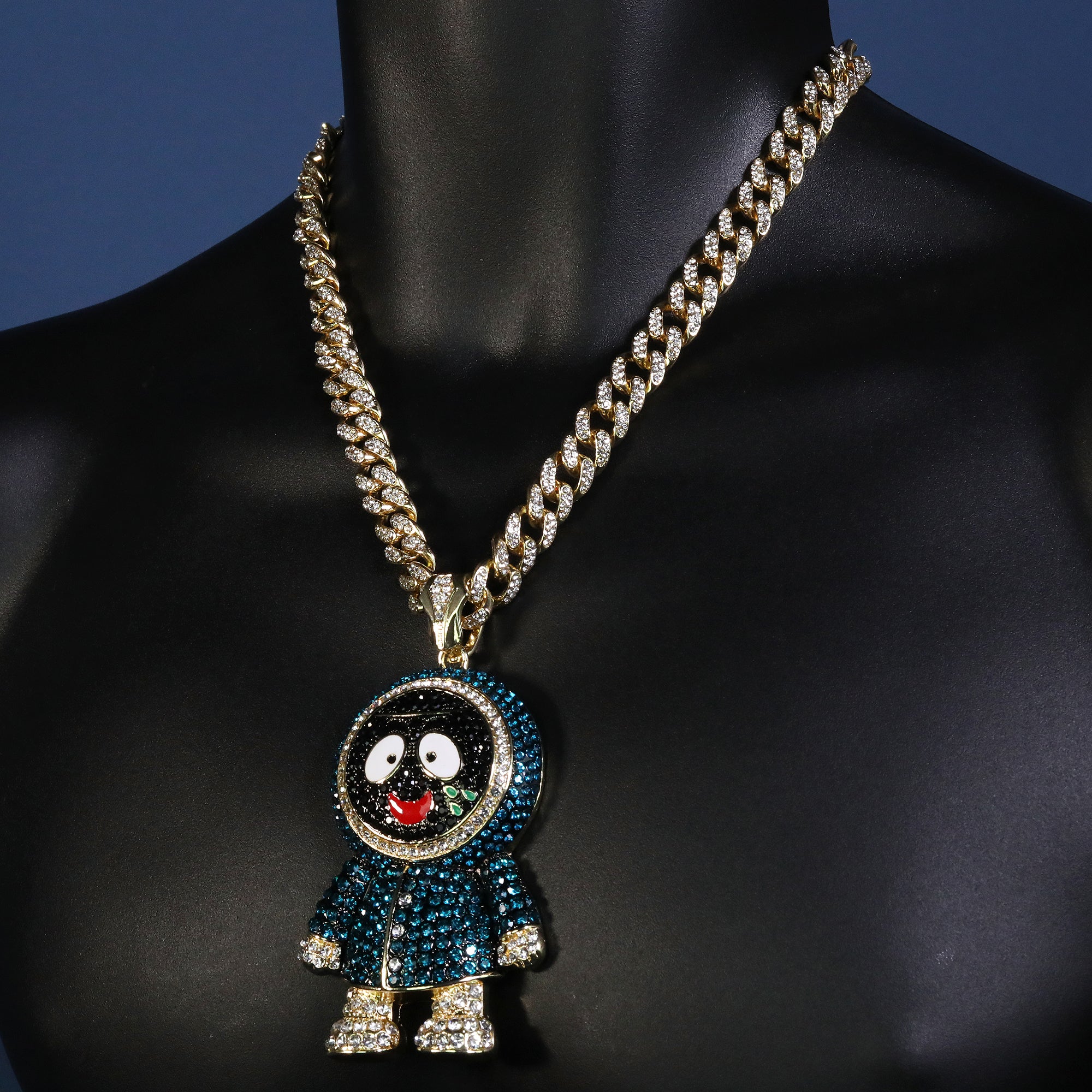 Hip Hop Fully Iced Large Gold Plated Brick Squad Eskimo Pendant & Cuban Chain Necklace – 18 - 24"