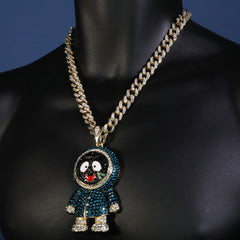 Hip Hop Fully Iced Large Gold Plated Brick Squad Eskimo Pendant & Cuban Chain Necklace –  18 - 24"