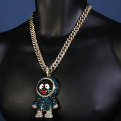 Hip Hop Fully Iced Large Gold Plated Brick Squad Eskimo Pendant & Cuban Chain Necklace –  18 - 24"