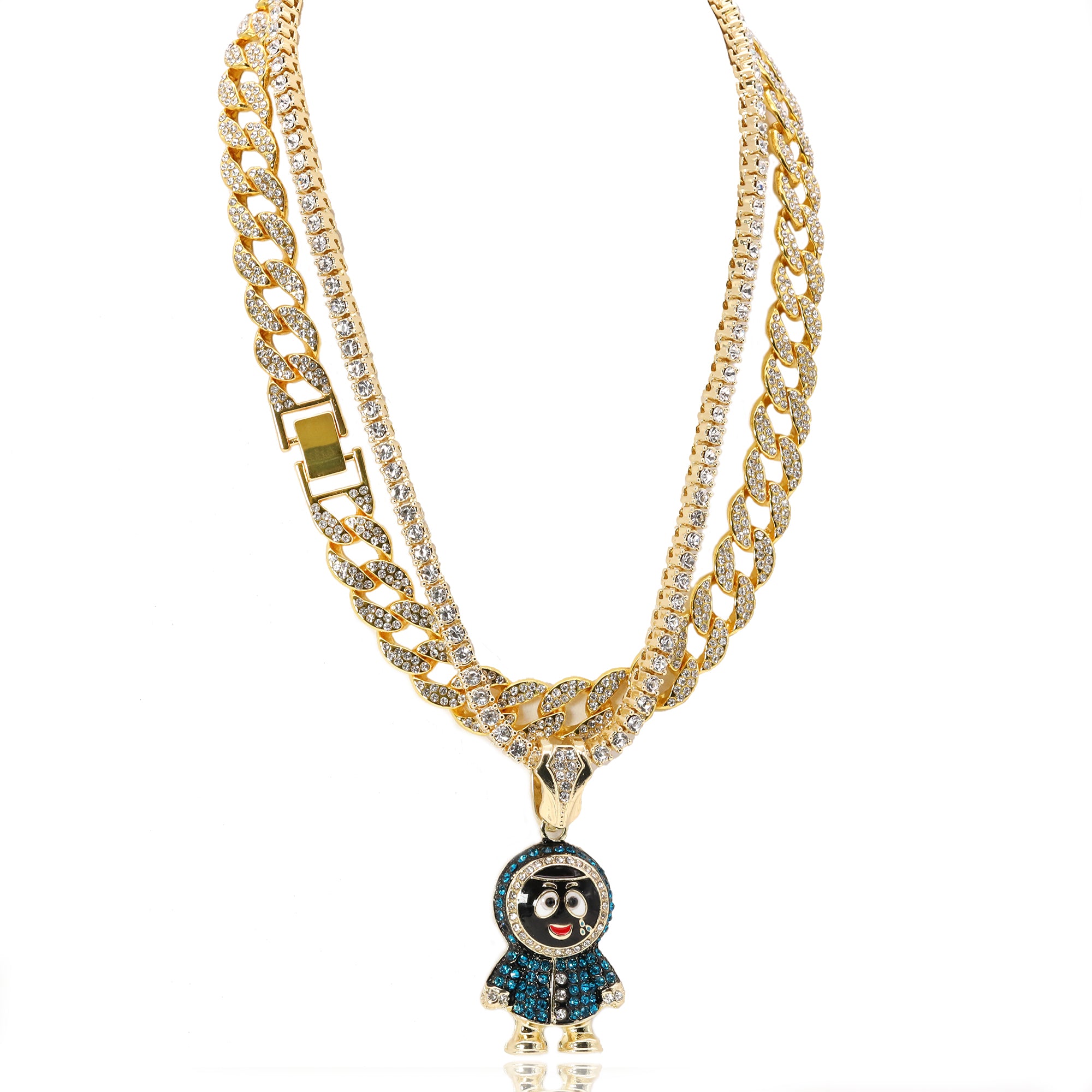 Hip Hop Iced Small BRICK SQUAD ESKIMO Gold Plated 20", 20" Cuban & Tennis Choker Chains