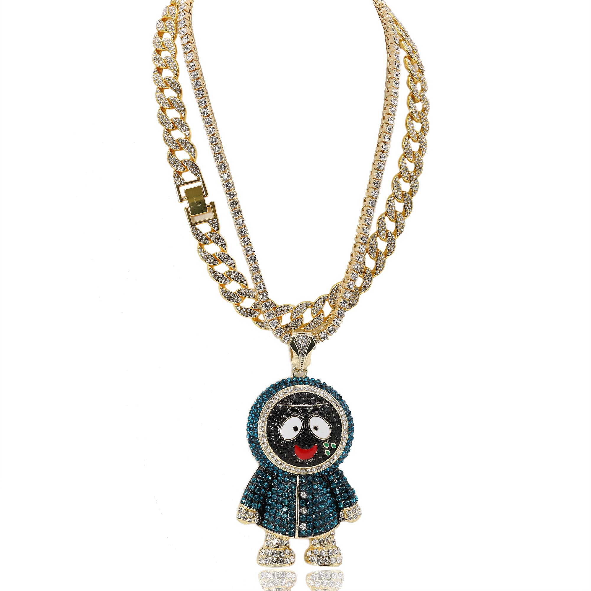Hip Hop Iced Large BRICK SQUAD ESKIMO Gold Plated 20", 20" Cuban & Tennis Choker Chains
