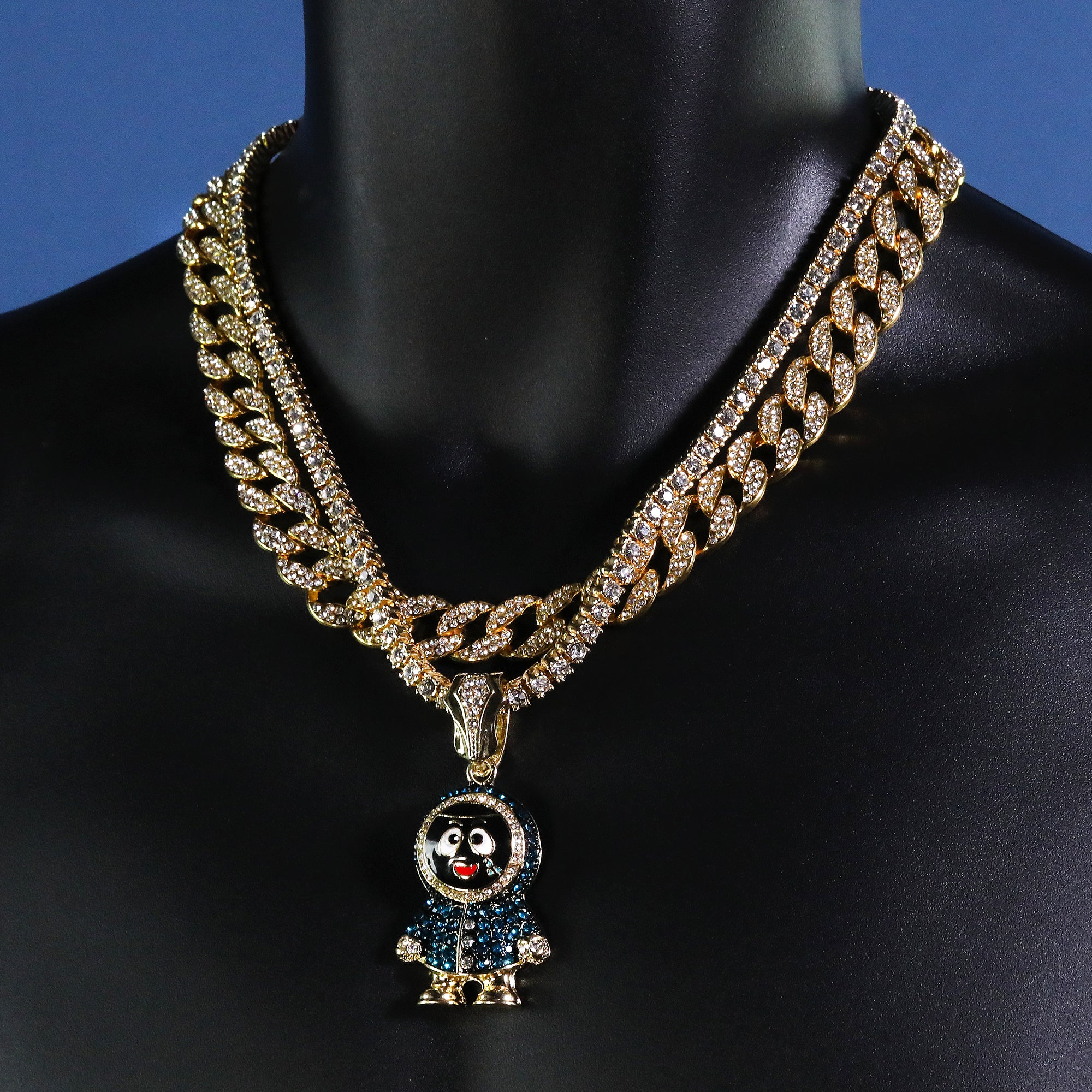 Hip Hop Iced Small BRICK SQUAD ESKIMO Gold Plated 20", 20" Cuban & Tennis Choker Chains
