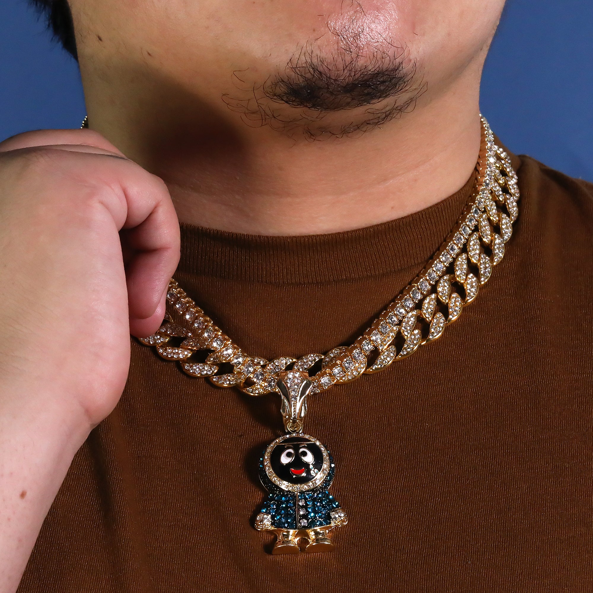 Hip Hop Iced Small BRICK SQUAD ESKIMO Gold Plated 20", 20" Cuban & Tennis Choker Chains