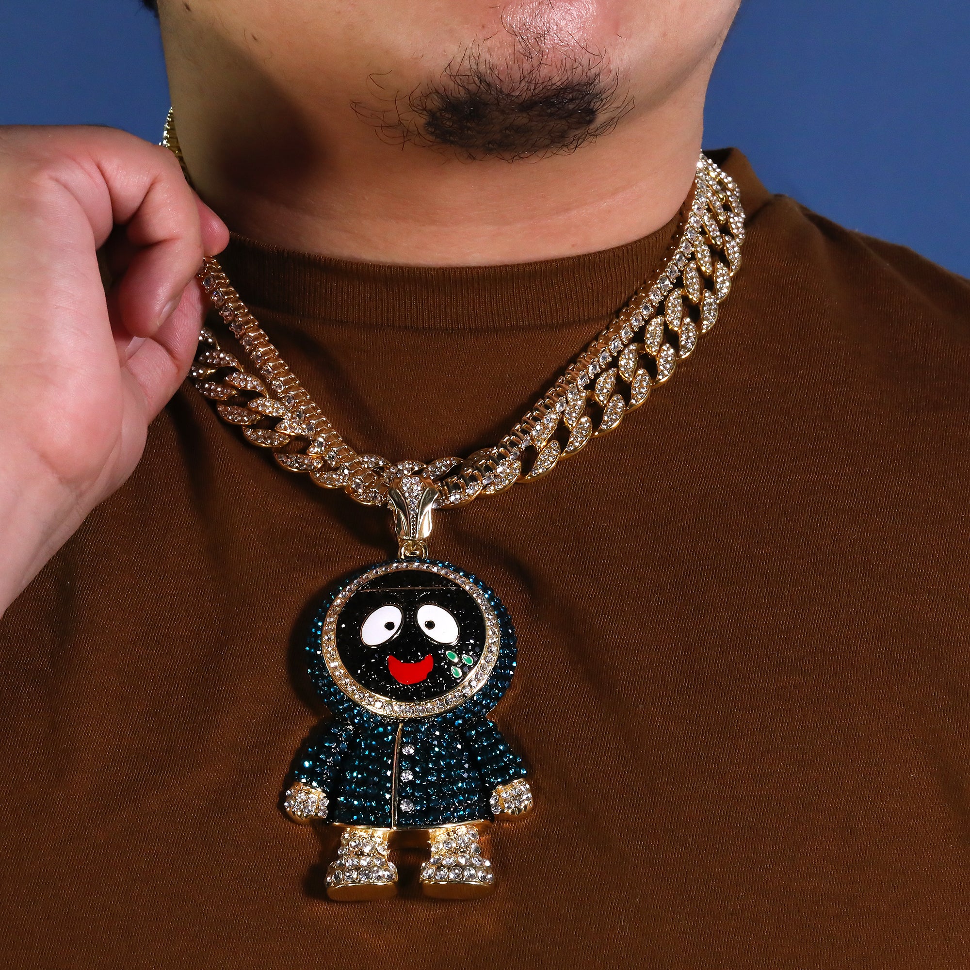 Hip Hop Iced Large BRICK SQUAD ESKIMO Gold Plated 20", 20" Cuban & Tennis Choker Chains