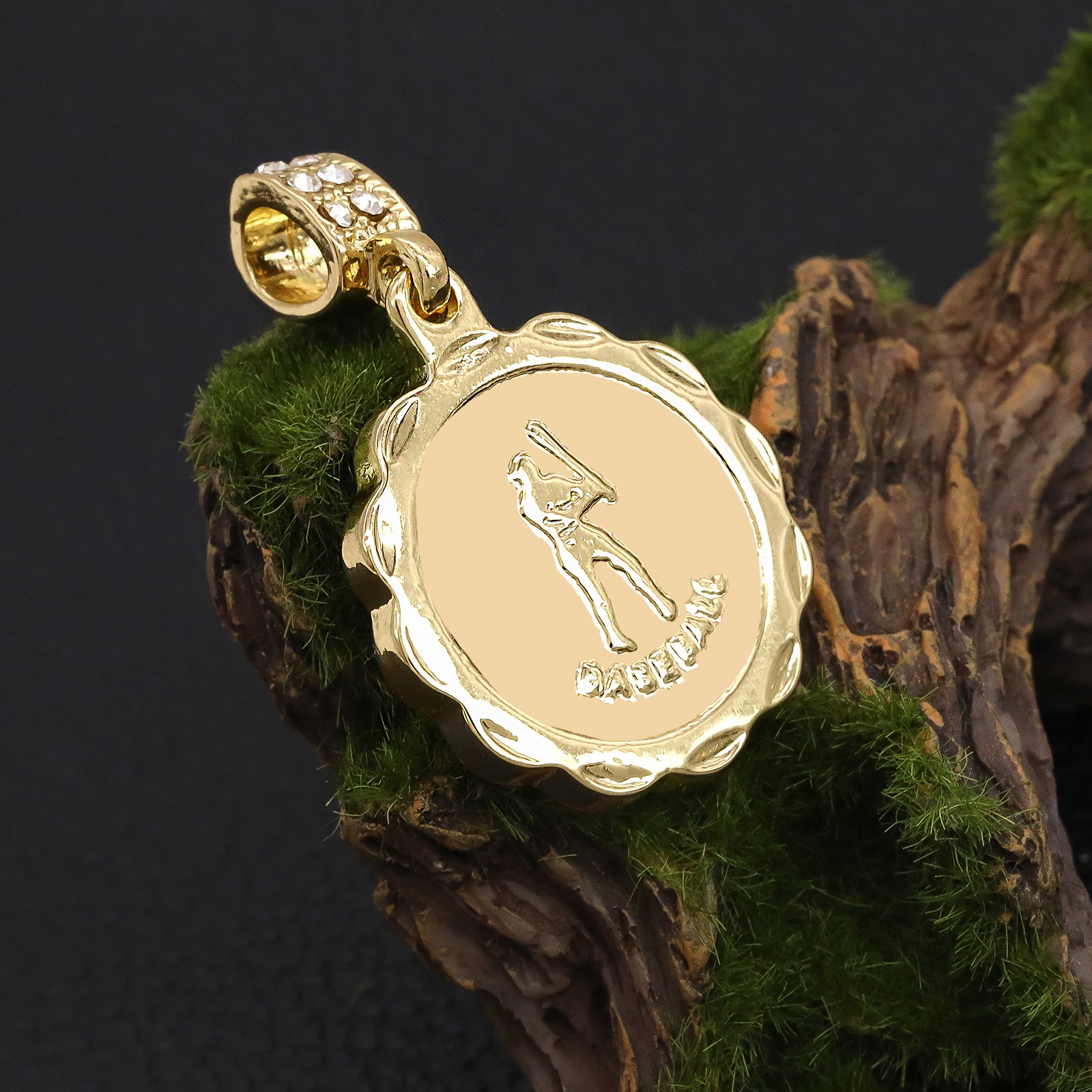 M.V.P. Baseball Medallion Pendant 30" Rope Chain Hip Hop Style 18k Gold Plated