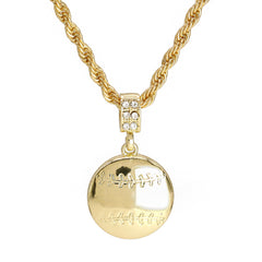 Plain Baseball Pendant 30" Rope Chain Hip Hop Style 18k Gold Plated
