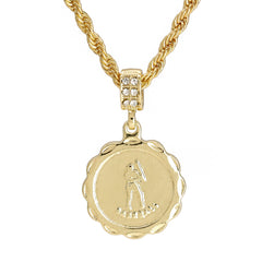 M.V.P. Baseball Medallion Pendant 30" Rope Chain Hip Hop Style 18k Gold Plated