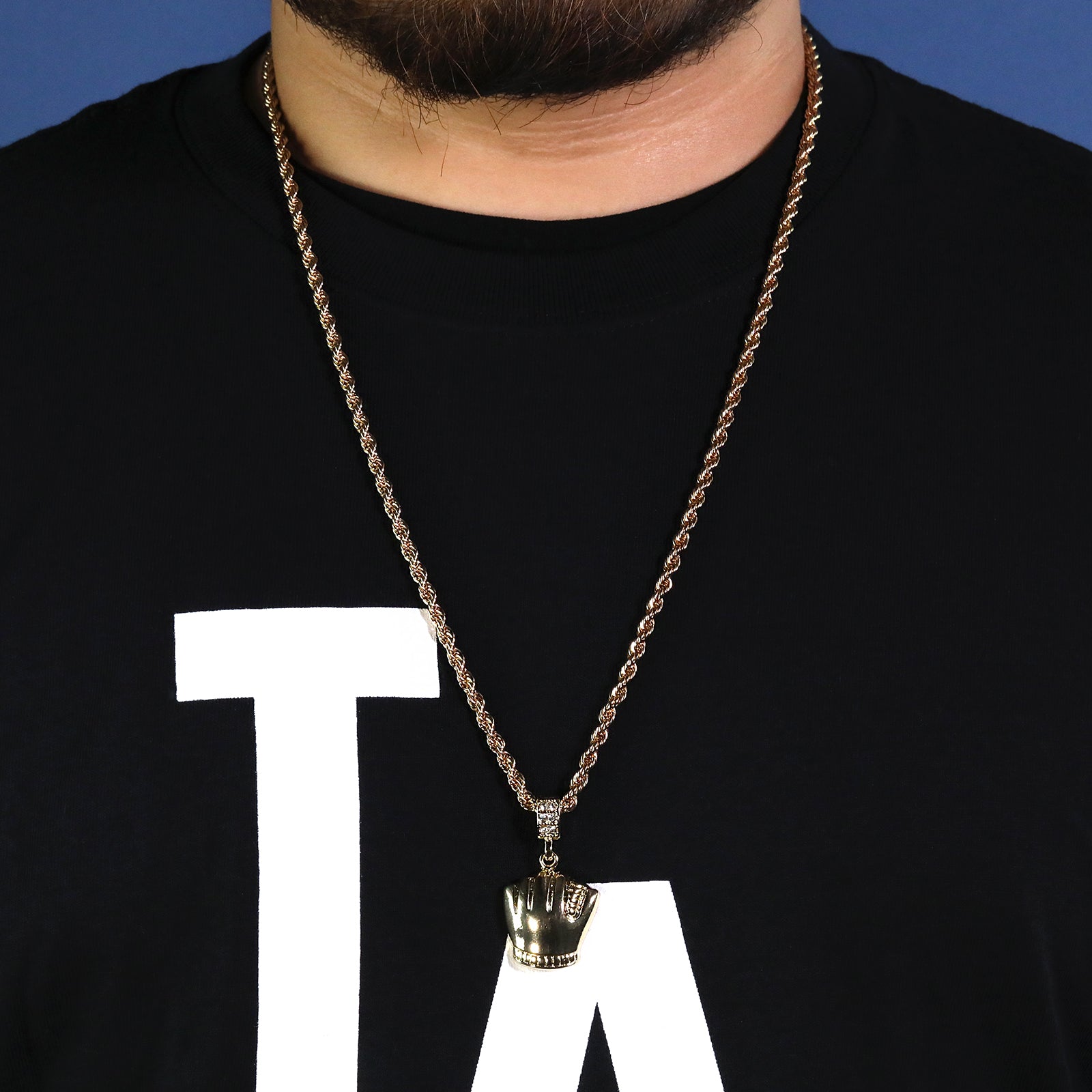 Baseball Glove mitts Pendant 30" Rope Chain Hip Hop Style 18k Gold Plated