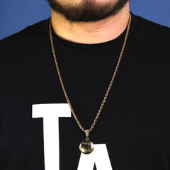 Plain Baseball Pendant 30" Rope Chain Hip Hop Style 18k Gold Plated