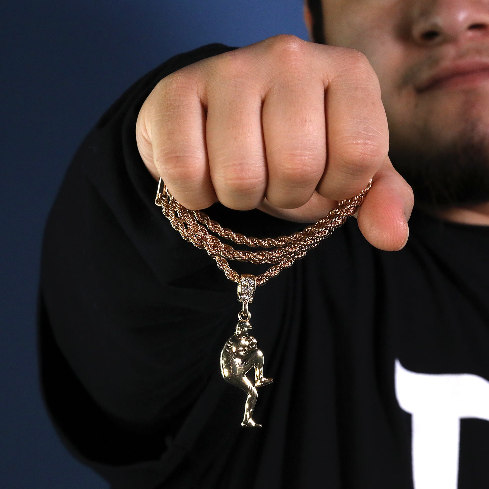Baseball Picher Pendant 30" Rope Chain Hip Hop Style 18k Gold Plated