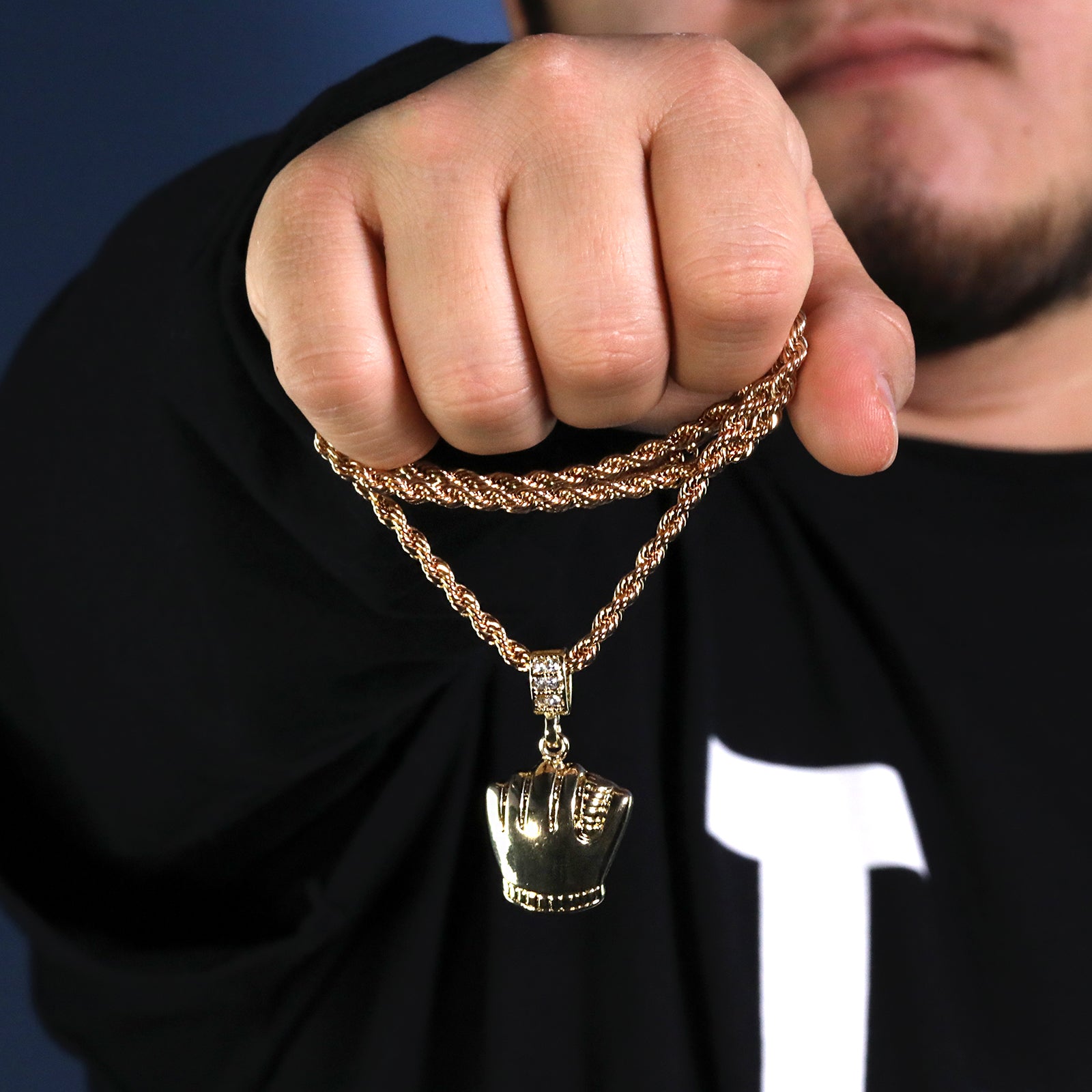 Baseball Glove mitts Pendant 30" Rope Chain Hip Hop Style 18k Gold Plated