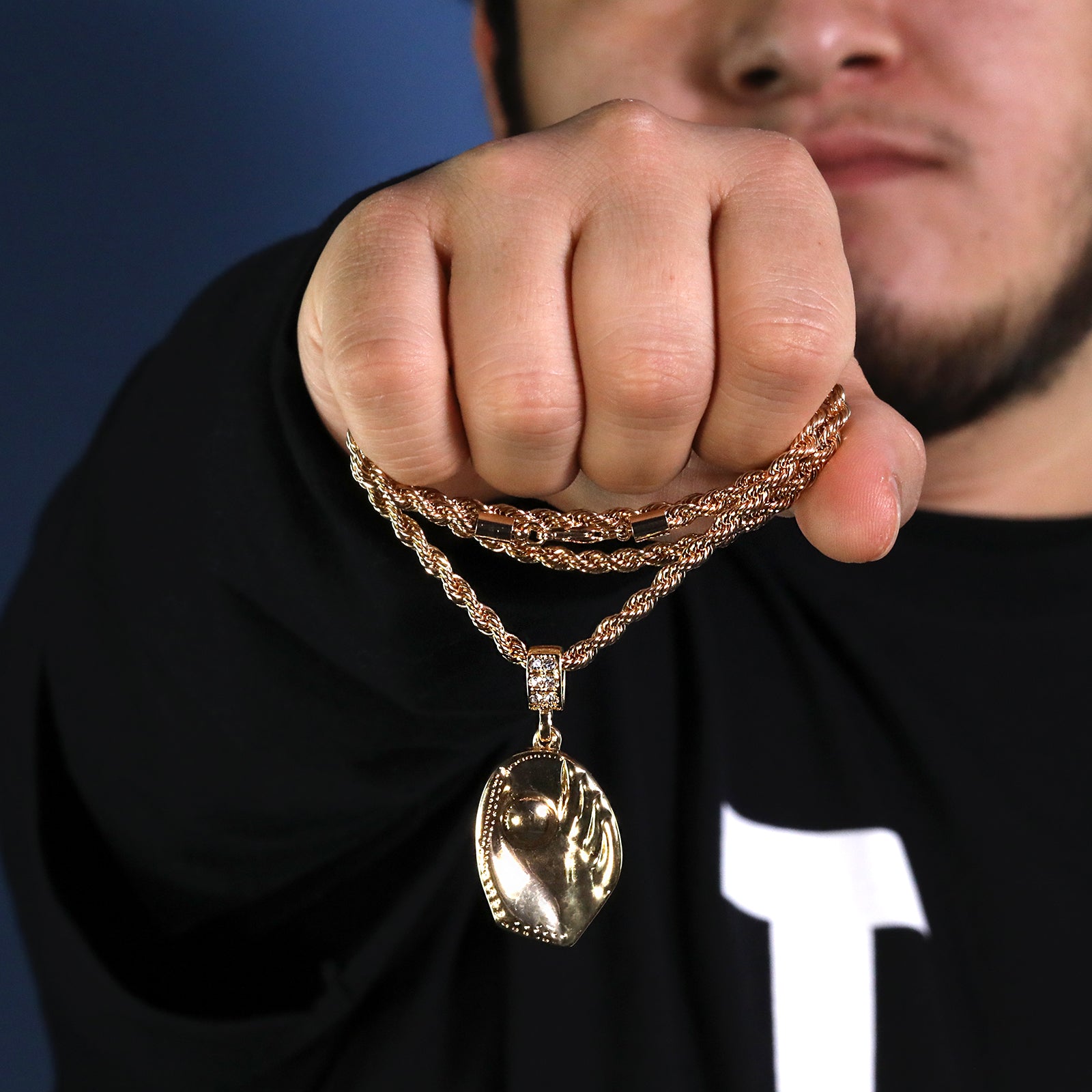 Baseball Glove Catch Ball Pendant 30" Rope Chain Hip Hop Style 18k Gold Plated