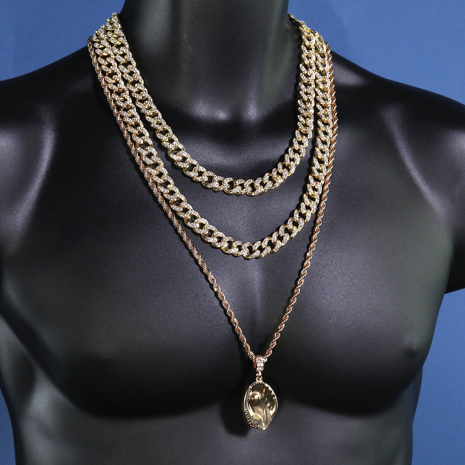 Baseball Glove Catch Ball Pendant 30" Rope Chain Hip Hop Style 18k Gold Plated