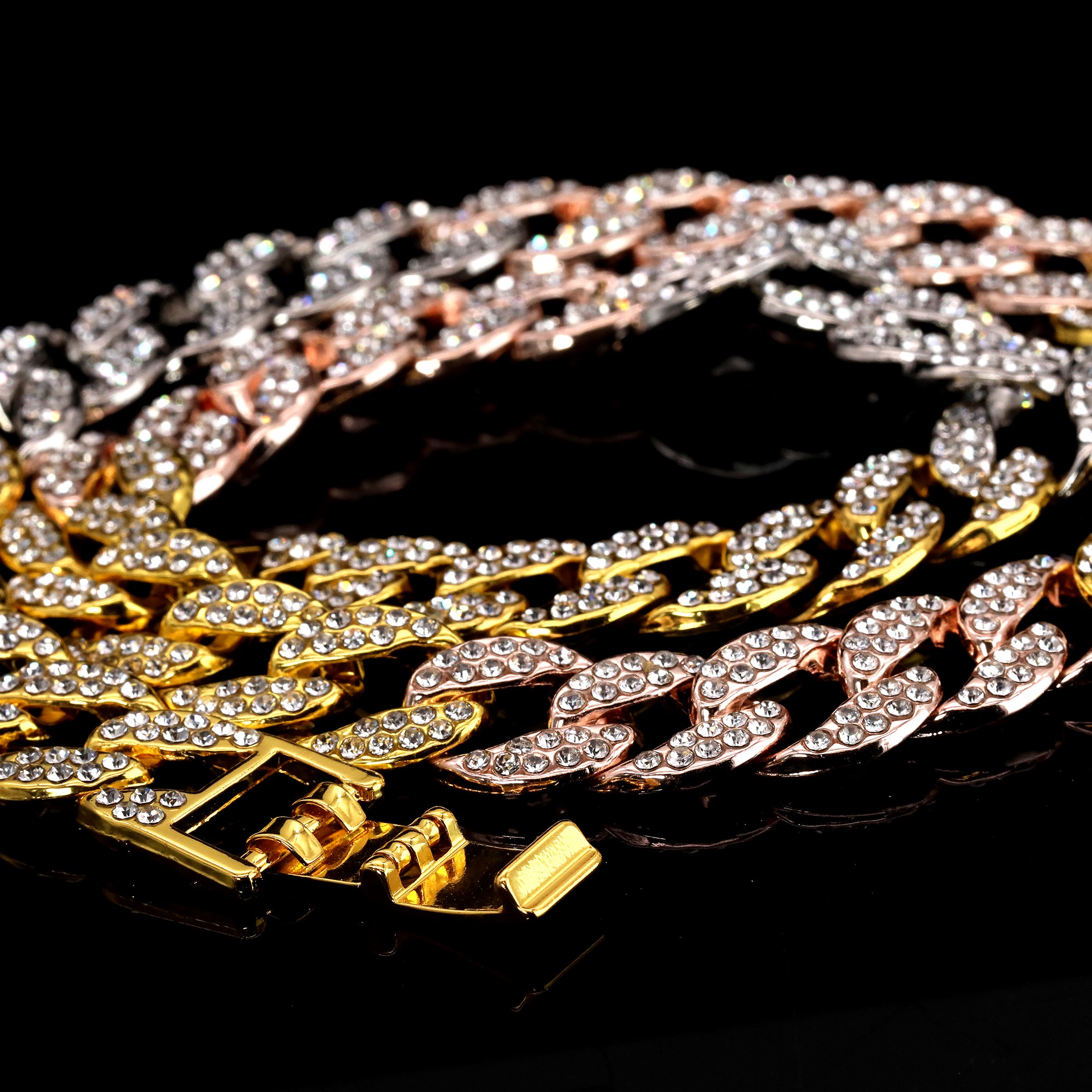 3pc Set Hip Hop Small Brick Squad Eskimo Pendant & Fully Iced 3 Tone Cuban Chain Necklace – 15mm 18"/20" Cuban Chain
