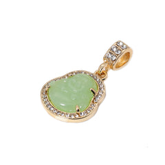 14k Gold Plated Light Pink, Light Green Buddha 3 Pendant Cubic-Zirconia 30 30 24 Cuban Chain