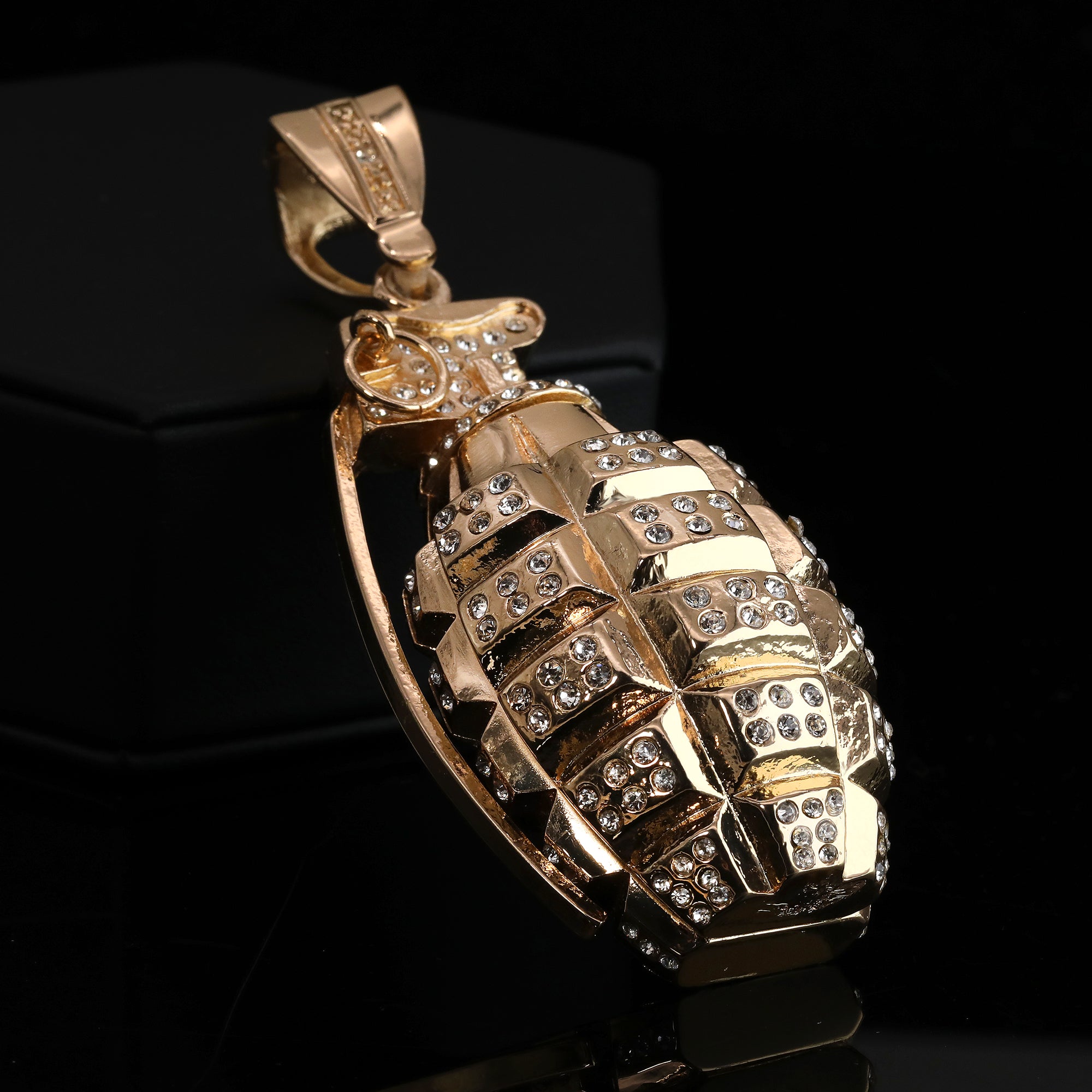 Punk Grenade Pendant Necklace for Men – Soldier, Rock Military Jewelry, Army Style Charm with Cuban Chain 18" -24"