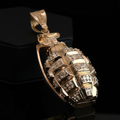 Punk Grenade Pendant Necklace for Men – Soldier, Rock Military Jewelry, Army Style Charm with Cuban Chain 18" -24"