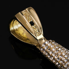 2pc Hip Hop Fully Iced Large Gold Plated MicroPhone Pendant Cuban 18" -24"
