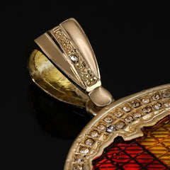 2pc Hip Hop Fully Iced Large Gold Plated Rasta Africa Pendant Cuban 18" -24"