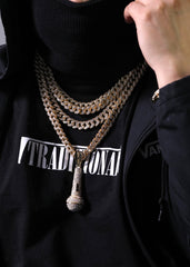2pc Hip Hop Fully Iced Large Gold Plated MicroPhone Pendant Cuban 18" -24"