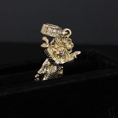 Catholic Risen Jesus Pendant Cubic-Zirconia Gold Plated 18" Cuban Chain