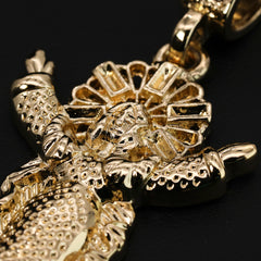 Catholic Risen Jesus & Hollow X Cross Pendant Cubic-Zirconia Gold Plated