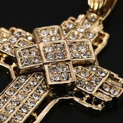 Jesus Crucifix & Hollow X Cross Pendant 20, 24" Cubic-Zirconia Gold Plated