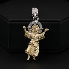 Child Jesus Worship & Hollow X Cross Pendant 20, 24" Cubic-Zirconia Gold Plated