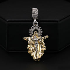 Jesus-Guadalupe & Hollow X Cross Pendant 20, 24" Cubic-Zirconia Gold Plated