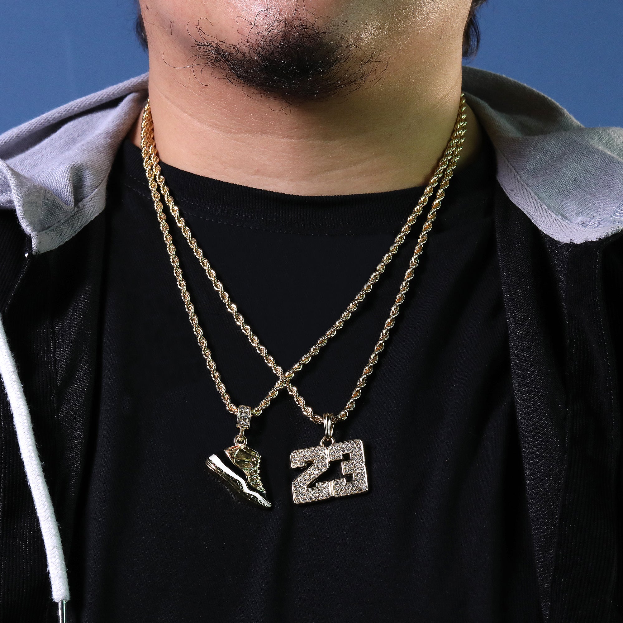 23 & Concord Shoe Pendant Men's Gold Plated 24" Rope Chain Hip-Hop Necklace