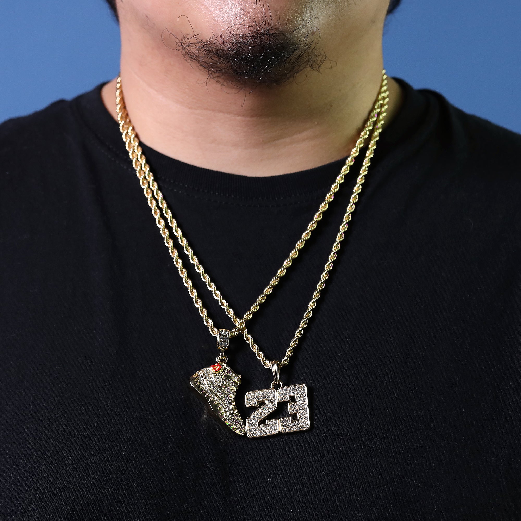 23 & Red 23 Shoe Pendant Men's Gold Plated 24 Rope Chain Hip-Hop Necklace