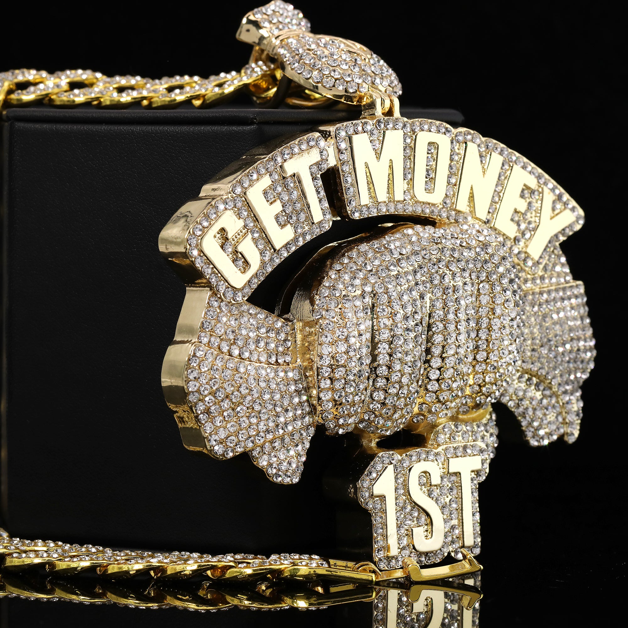 Large Jumbo Huge Get Money 1st 14k Gold Plated 20" Cuban Chain Necklace