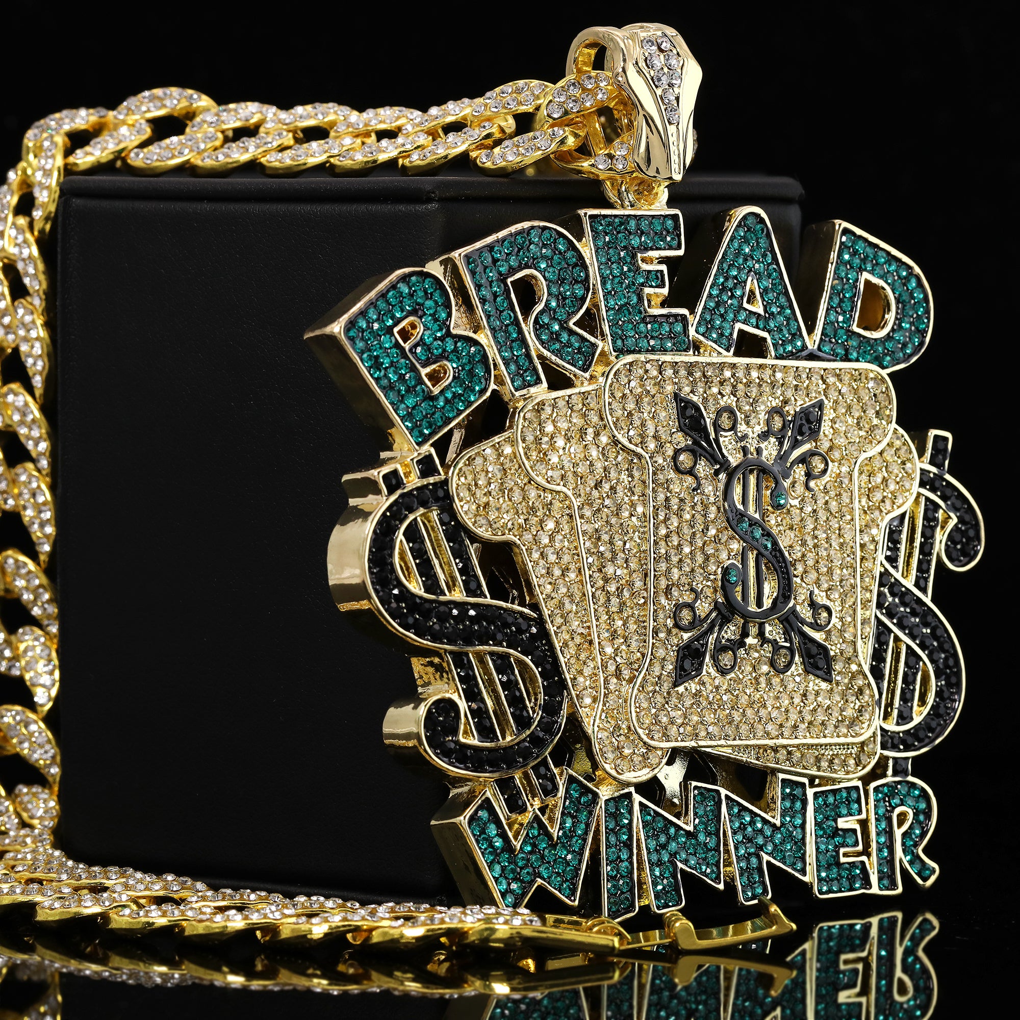 Large Jumbo Huge Bread Winner 14k Gold Plated 20" Cuban Chain Necklace