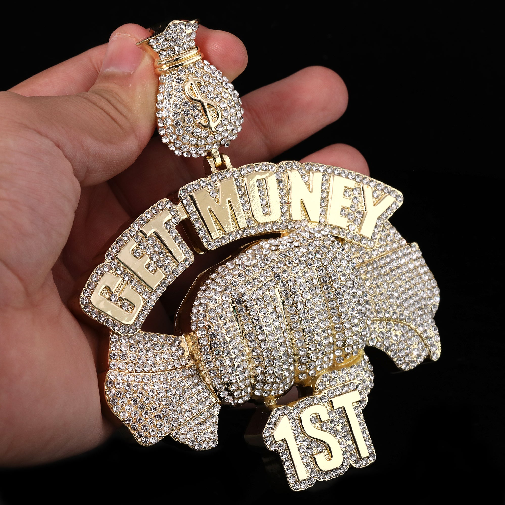 Large Jumbo Huge Get Money 1st 14k Gold Plated 20" Cuban Chain Necklace