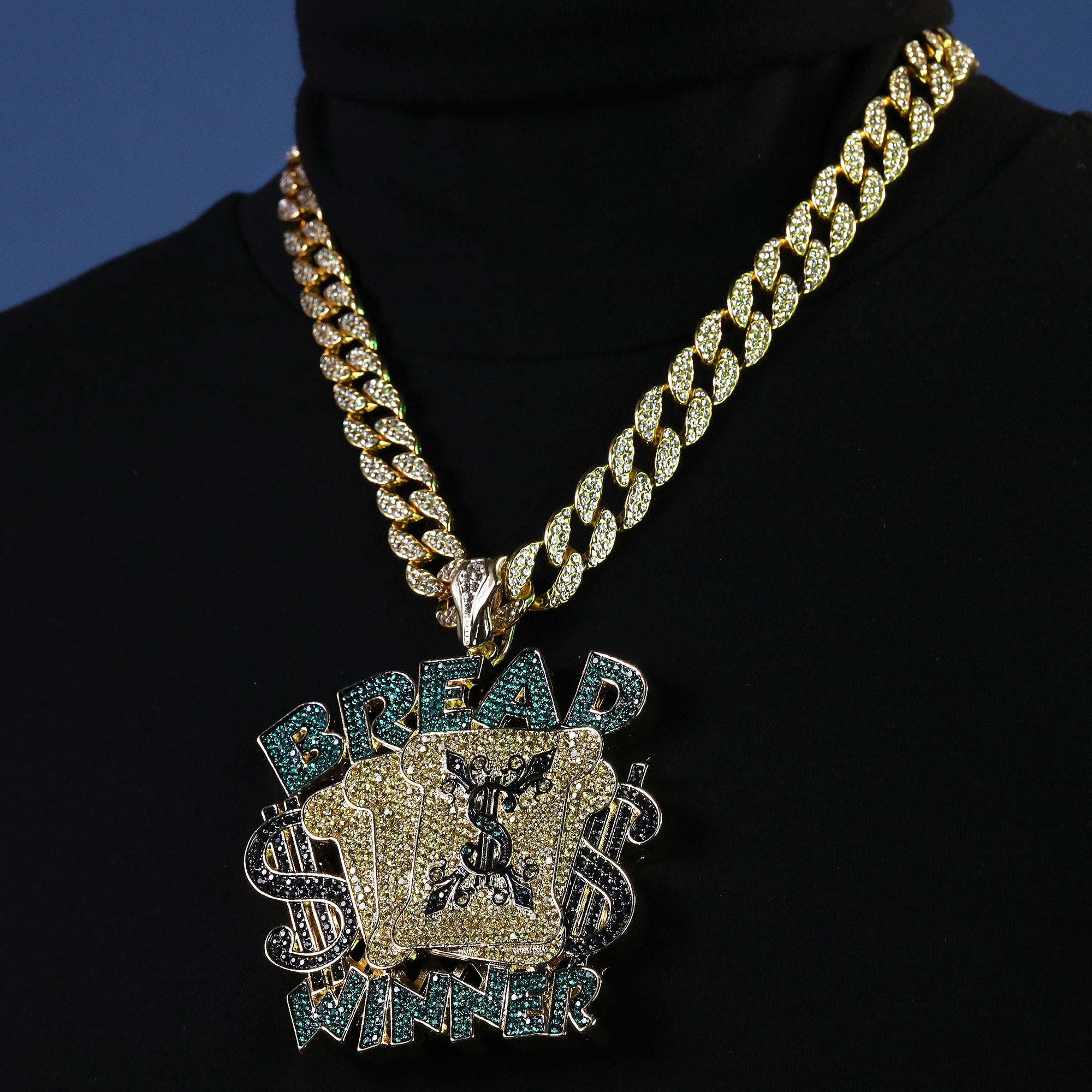 Large Jumbo Huge Bread Winner 14k Gold Plated 20" Cuban Chain Necklace