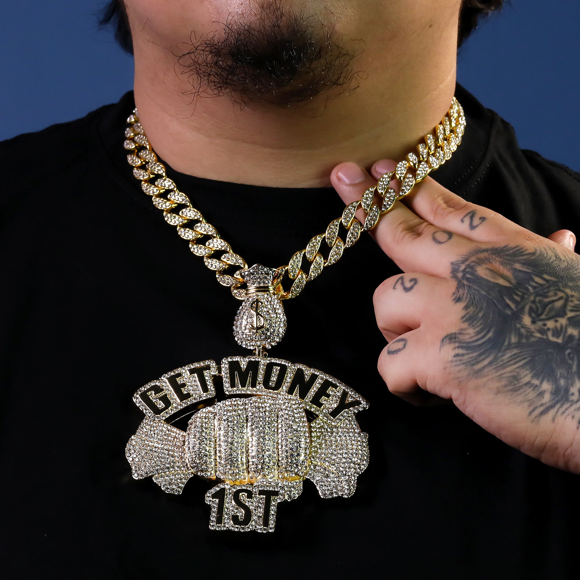 Large Jumbo Huge Get Money 1st 14k Gold Plated 20" Cuban Chain Necklace