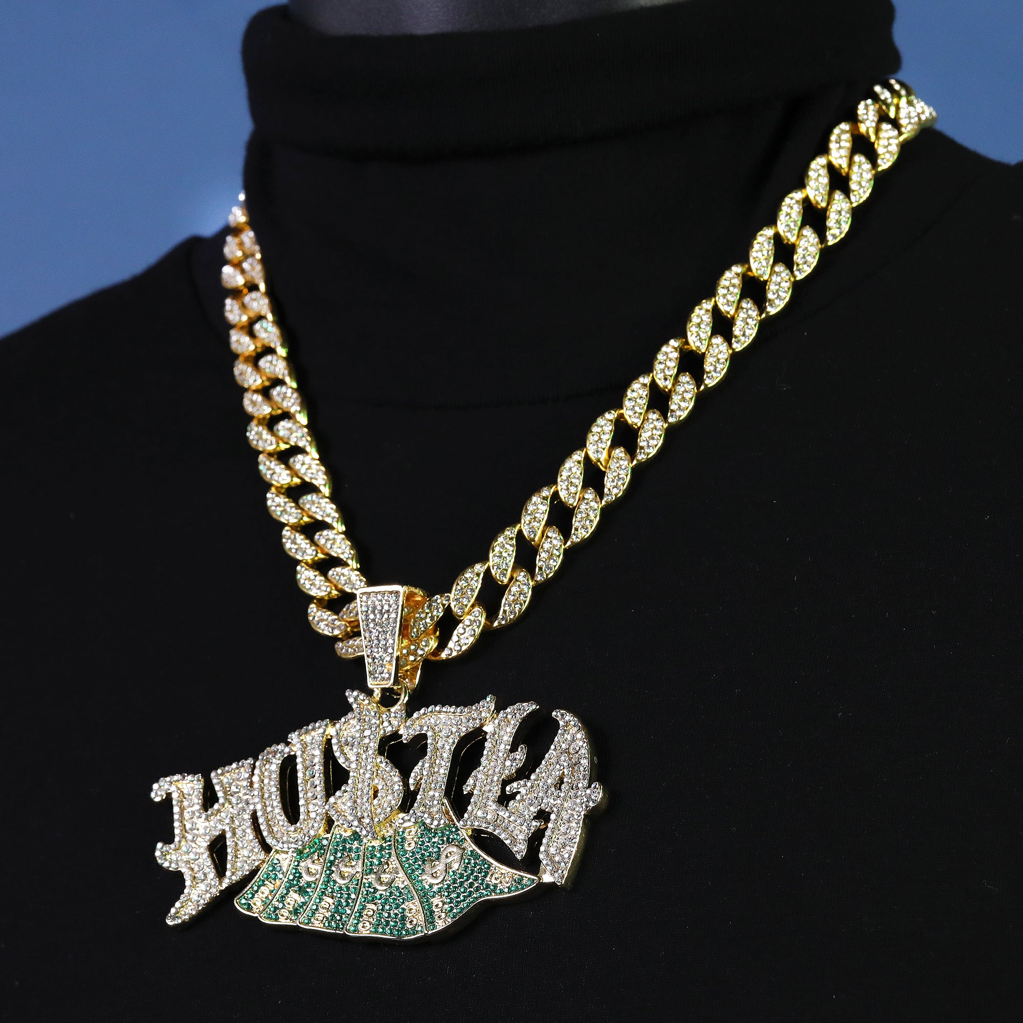 Large Jumbo Huge HUSTLA 14k Gold Plated 20" Cuban Chain Necklace
