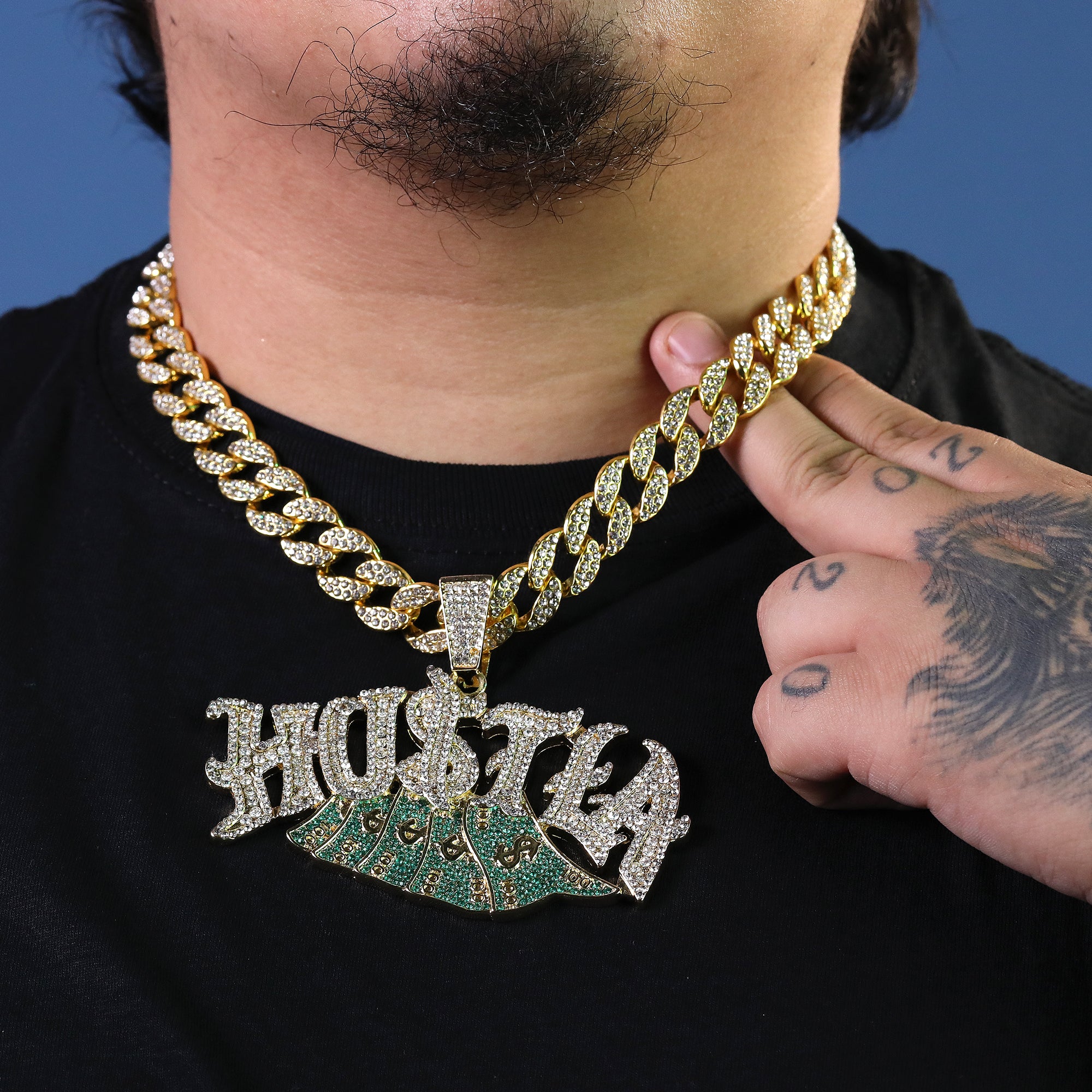 Large Jumbo Huge HUSTLA 14k Gold Plated 20" Cuban Chain Necklace