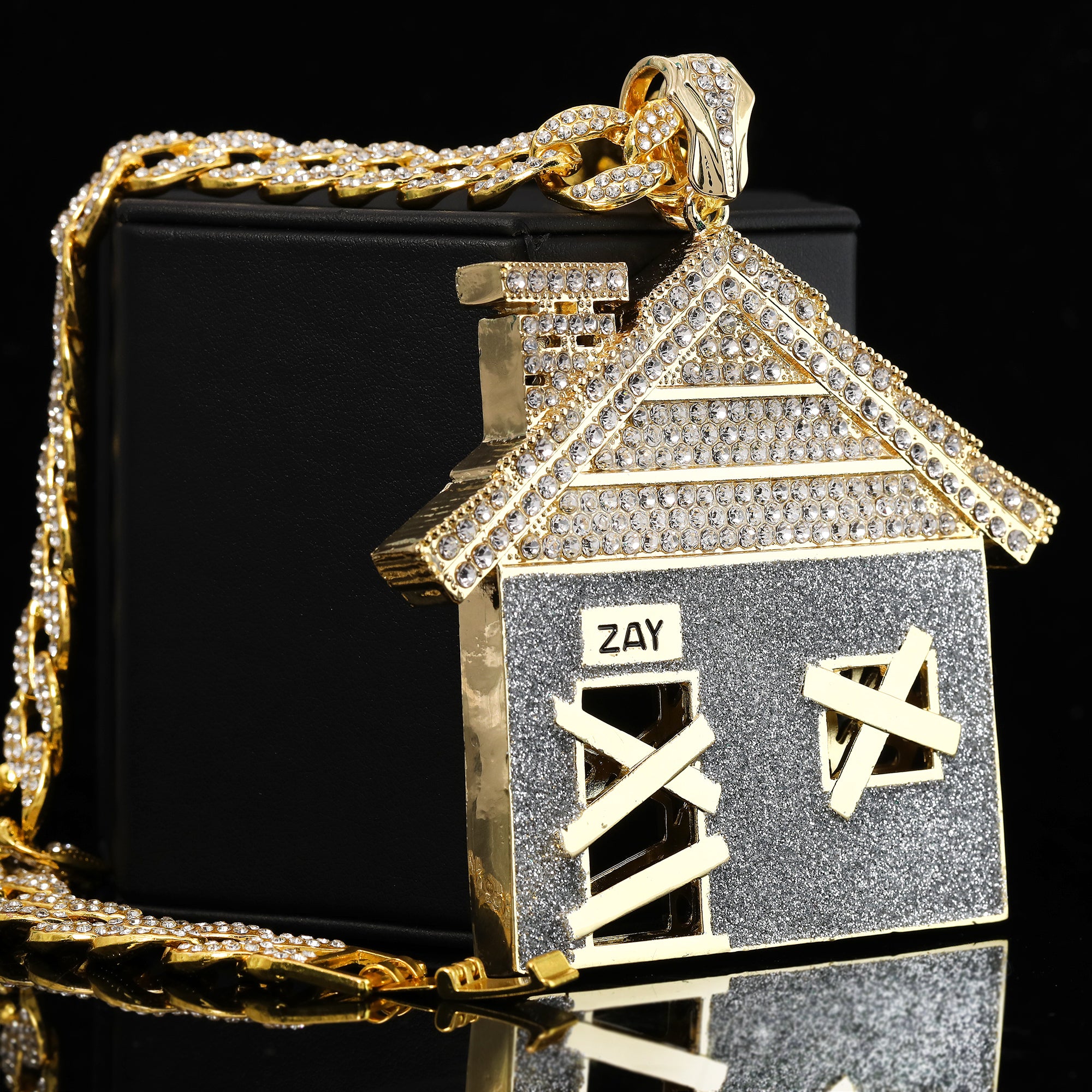 Large Jumbo Huge Stardust Bando House 14k Gold Plated 20" Cuban Chain Necklac