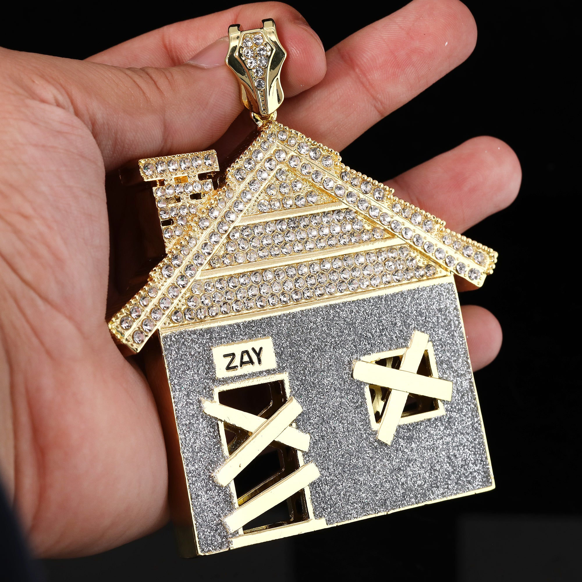 Large Jumbo Huge Stardust Bando House 14k Gold Plated 20" Cuban Chain Necklac