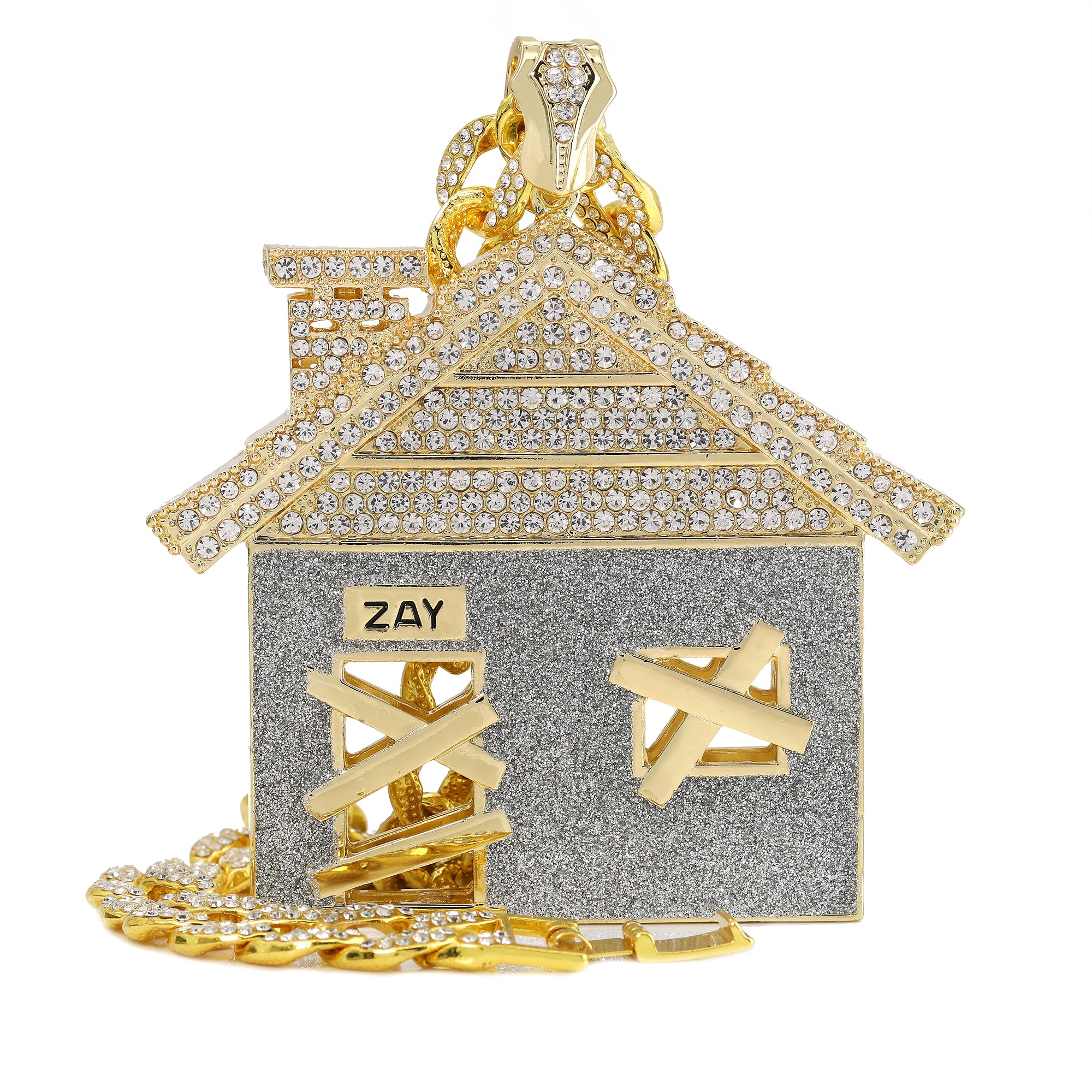 Large Jumbo Huge Stardust Bando House 14k Gold Plated 20" Cuban Chain Necklac