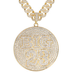 XXL Round Big 23 Pendant with 14K Gold Plated 20" Cuban Choker Chain – Box Clasp