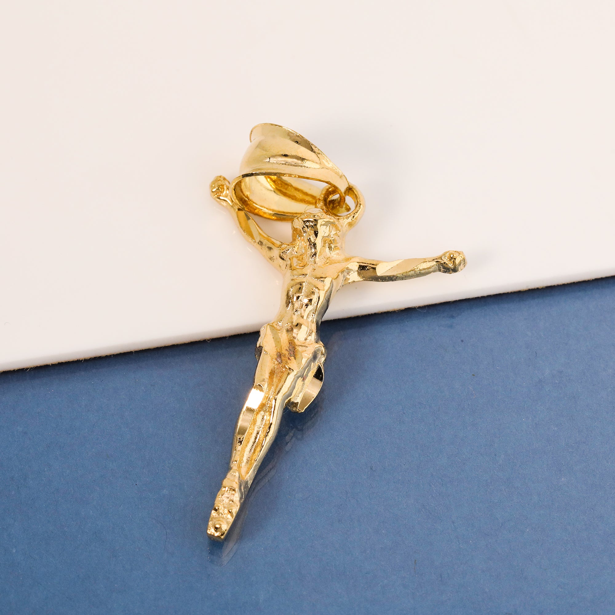 Jesus Crucifix Pendant Rope Chain 14k Gold Plated