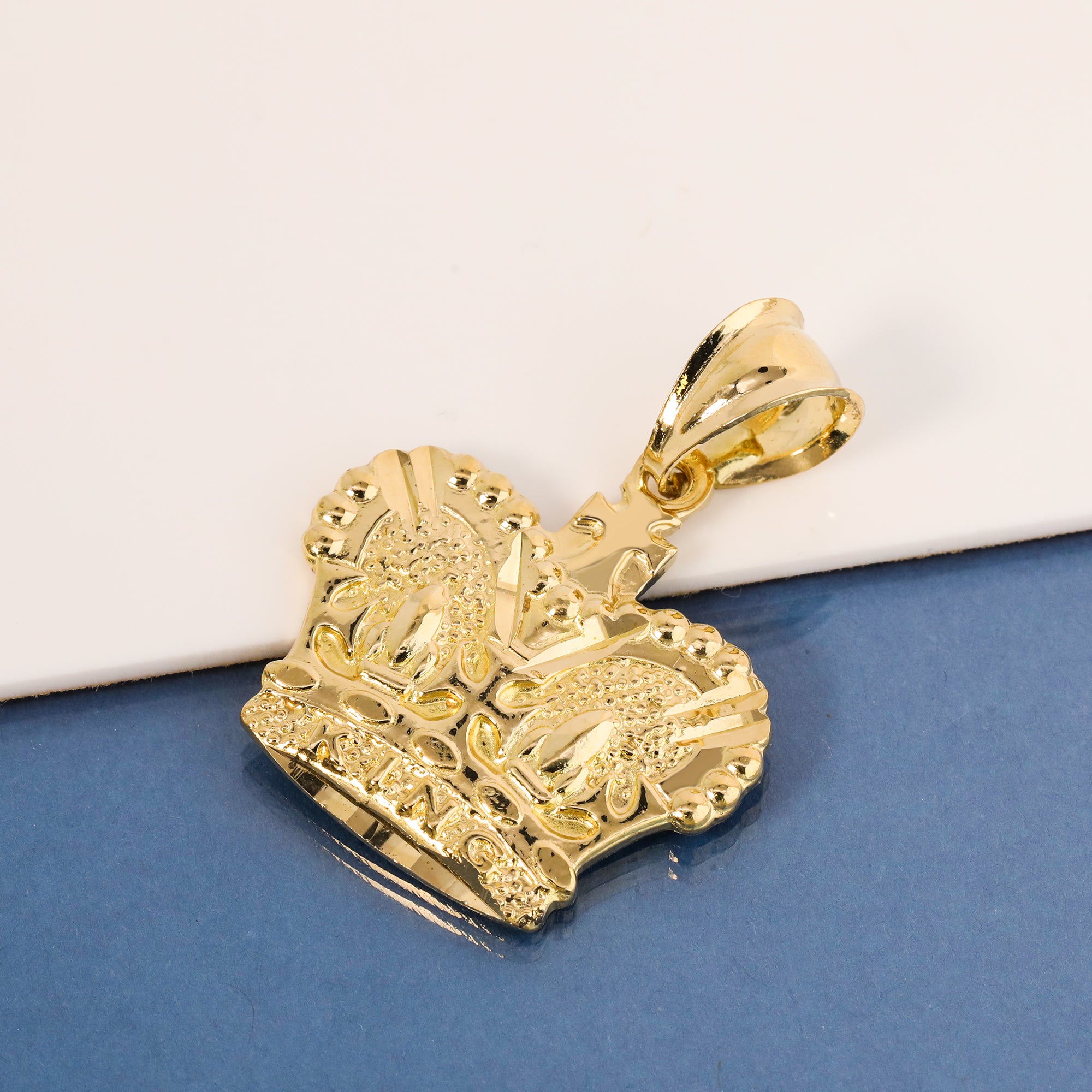 Royal Crown Pendant Rope Chain 14k Gold Plated