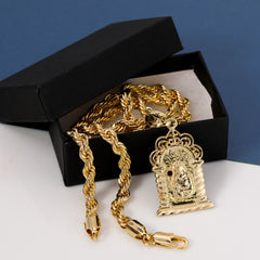 Santa Barbara Temple Pendant Rope Chain 14k Gold Plated