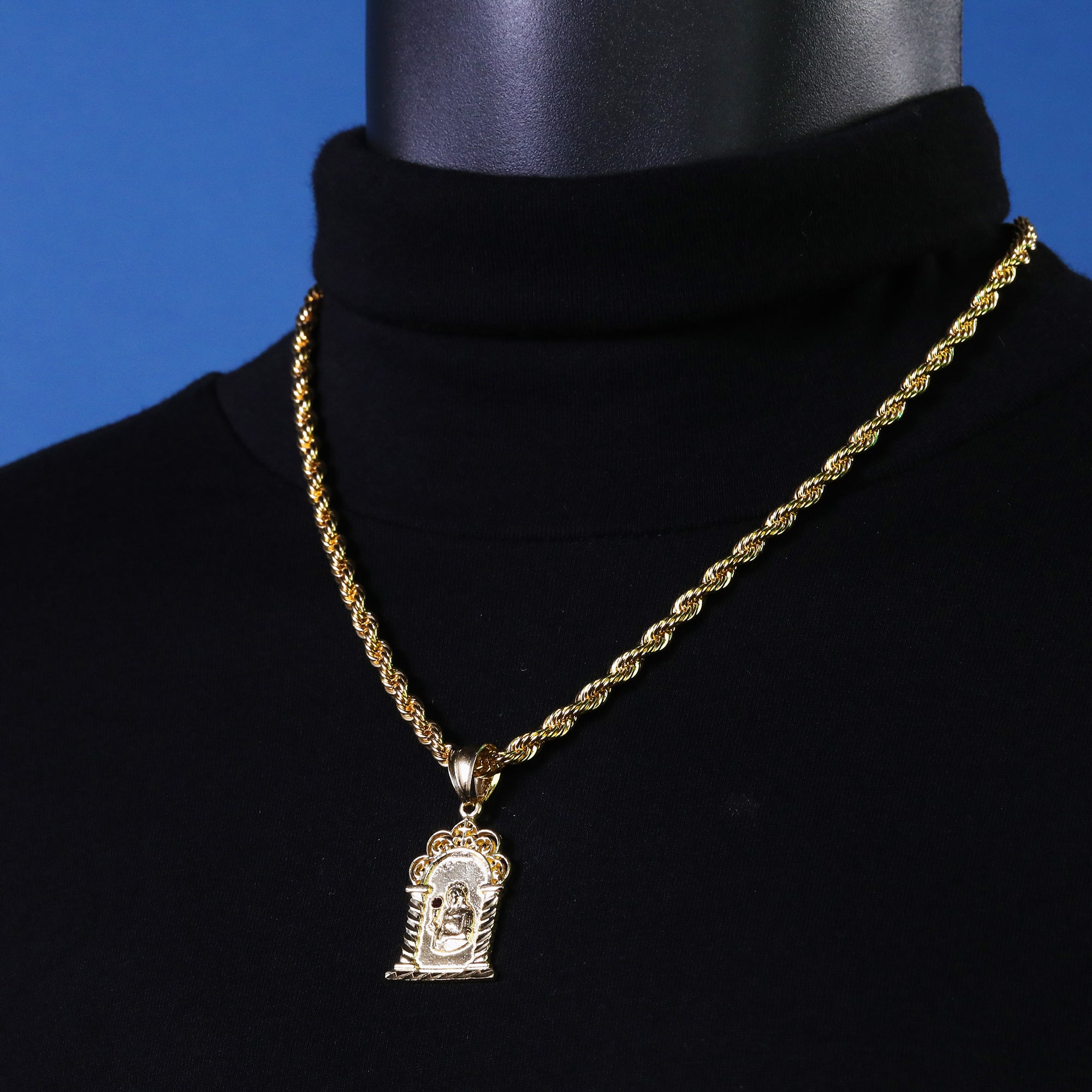 Santa Barbara Temple Pendant Rope Chain 14k Gold Plated