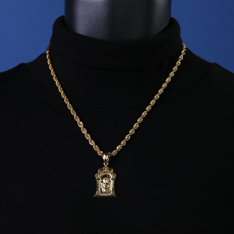 Santa Barbara Temple Pendant Rope Chain 14k Gold Plated