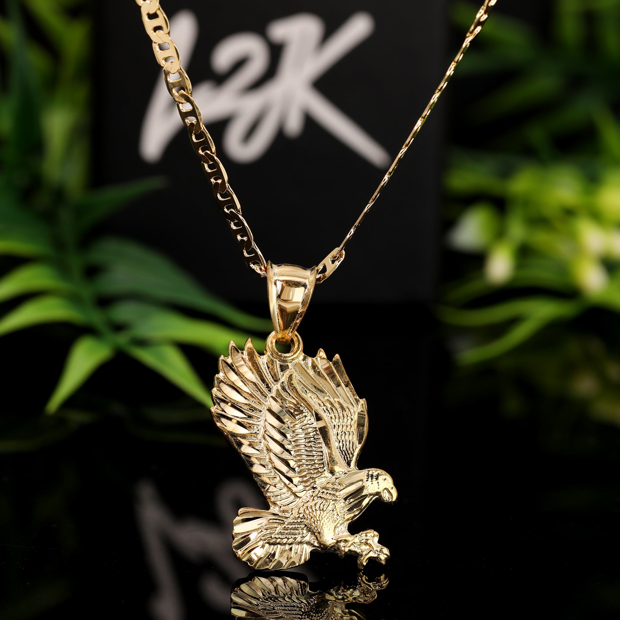 Eagle Pendant Mariner Chain 20" Gold Plated
